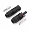 connectors-mc4-south-africa Front-facing view of a black MC4 Solar Connector with male and female halves