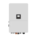 Deye 80kW 3 phase hybrid inverter front panel with touchscreen interface and visible connectors for commercial solar setups.