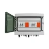 solar-combiner-box-2-string-2-in-2-out-south-africa Front-facing view of the Solar Combiner Box 2 String enclosure on a white background