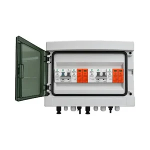 Front-facing view of the Solar Combiner Box 2 String enclosure on a white background
