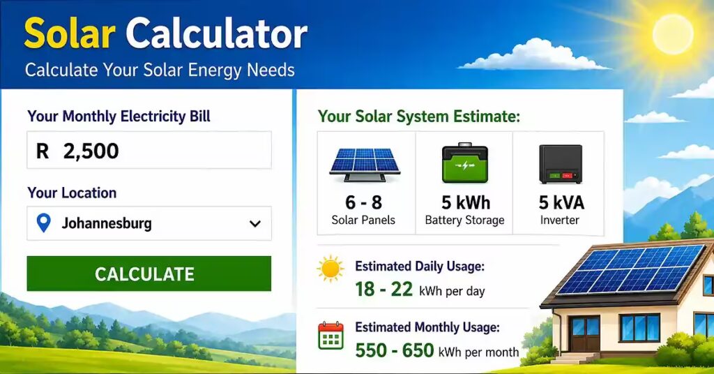 solar calculator size panels and batteries south africa