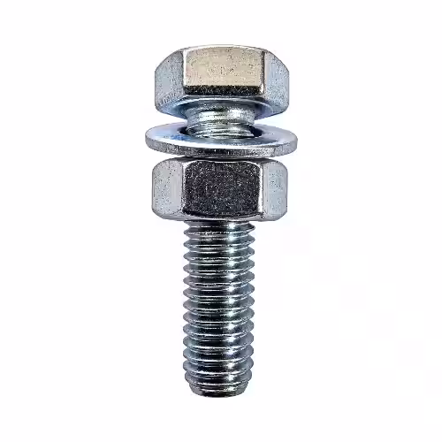 m8-x-30mm-galvanised-steel-bolt-with-nut-and-washer-za Front-facing M8 x 30mm Galvanised Steel Bolt with Nut and Washer on white background